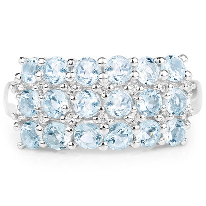 2.29 Carat Genuine Blue Topaz &amp; White Topaz .925 Sterling Silver Ring