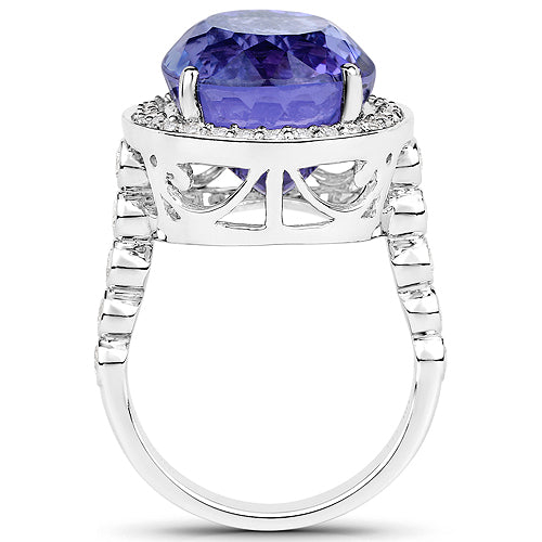 18.50 Carat Genuine Tanzanite and White Diamond 18K White Gold Ring by Bids.com