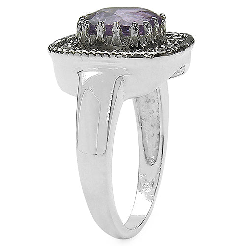 2.53 Carat Genuine Amethyst &amp; Tanzanite .925 Sterling Silver Ring