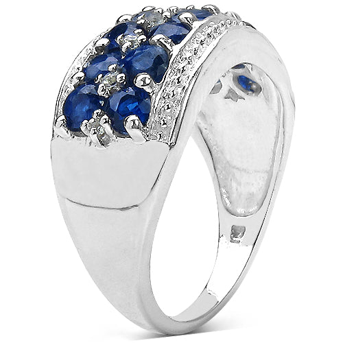 2.00 Carat Genuine Kyanite &amp; White Topaz .925 Sterling Silver Ring