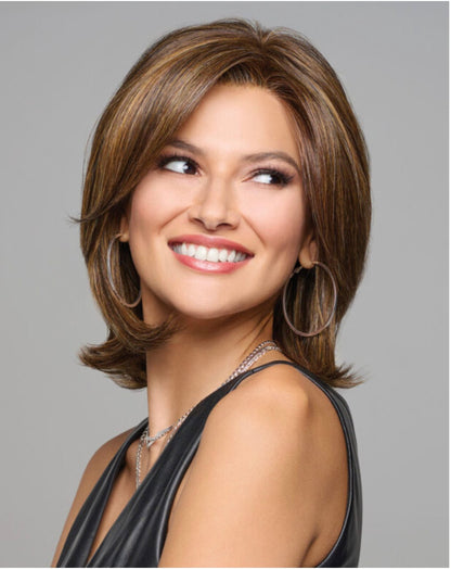 Raquel Welch Take A Bow Chin-Length Layered Wig with Hand-Tied Base, Petite Average Cap, RL16/21SS Shaded Sand