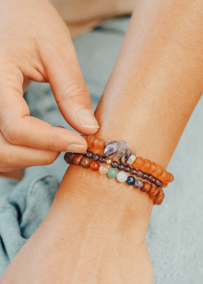 Raw Cognac Baltic Amber + Raw Amethyst || Adult Bracelet by CanyonLeaf