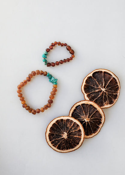 Raw Cognac Baltic Amber + Raw Amazonite || Adult Bracelet by CanyonLeaf