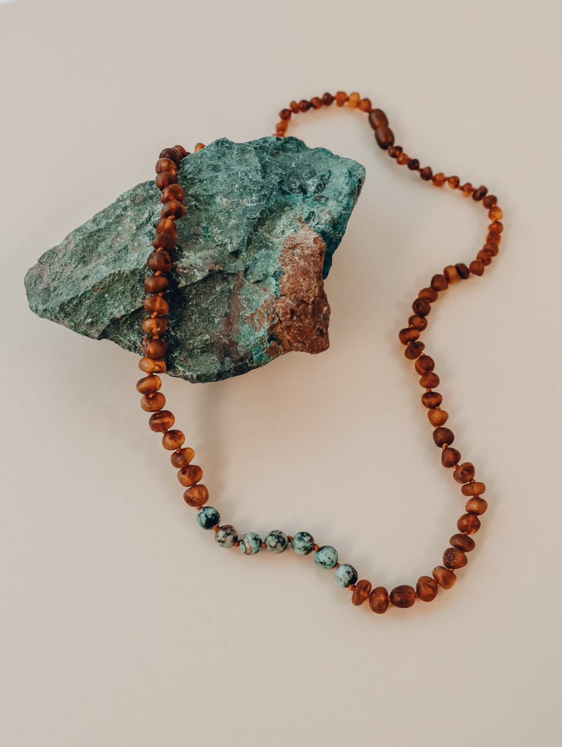 Raw Cognac Baltic Amber + Turquoise Jasper || Necklace by CanyonLeaf