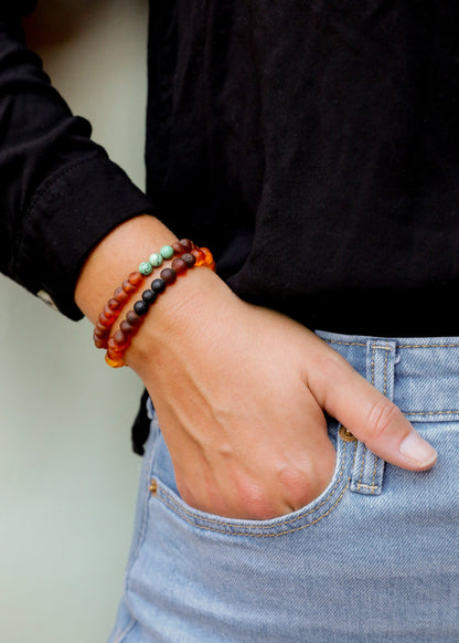 Raw Cognac Baltic Amber + Turquoise Jasper || Adult Bracelet by CanyonLeaf