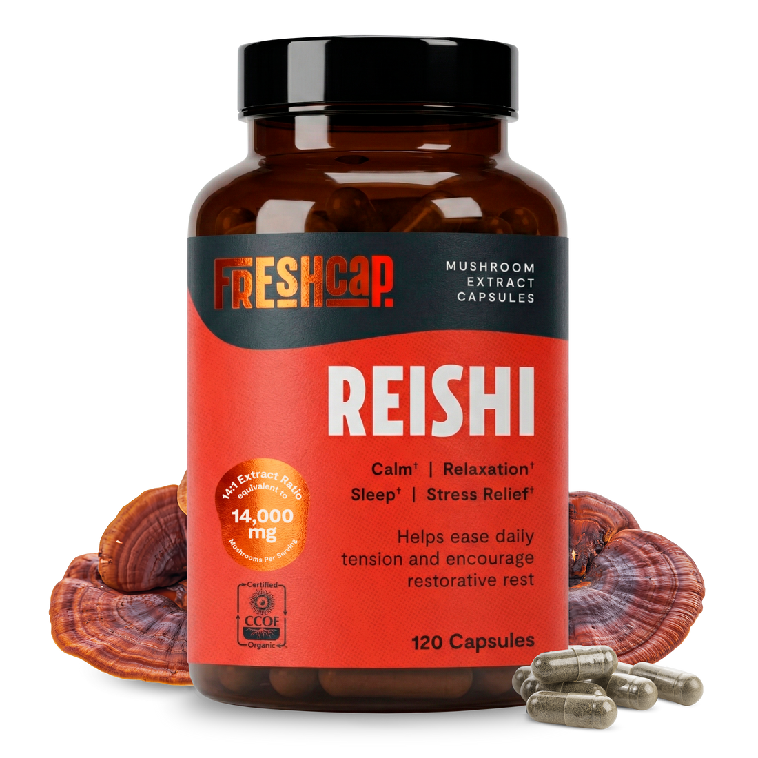 Organic Reishi Mushroom Capsules by FreshCap Mushrooms