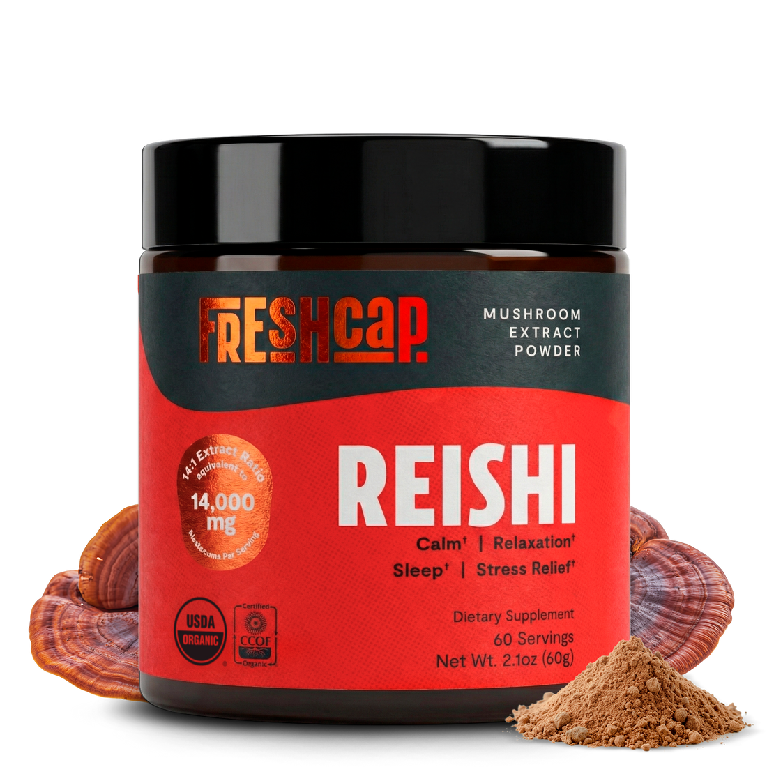 Organic Reishi Mushroom Powder by FreshCap Mushrooms