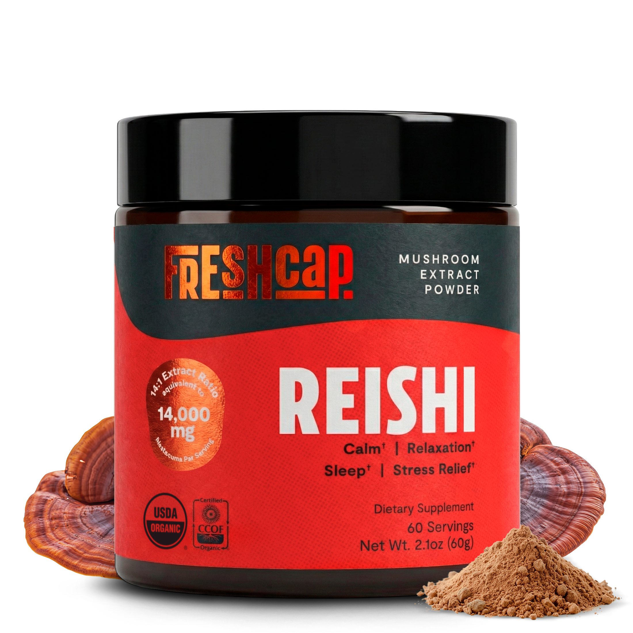 Organic Reishi Mushroom Powder by FreshCap Mushrooms