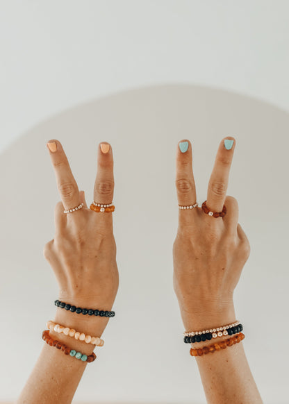 Natural Turquoise + 14k Gold Filled Sun || Stretch Ring by CanyonLeaf