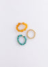 Natural Turquoise + 14k Gold Filled + Honey Amber || Ring Set Trio || by CanyonLeaf