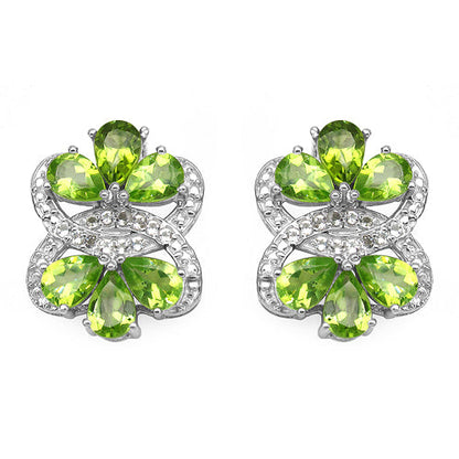 8.77 Carat Genuine Peridot &amp; White Topaz .925 Sterling Silver Earrings