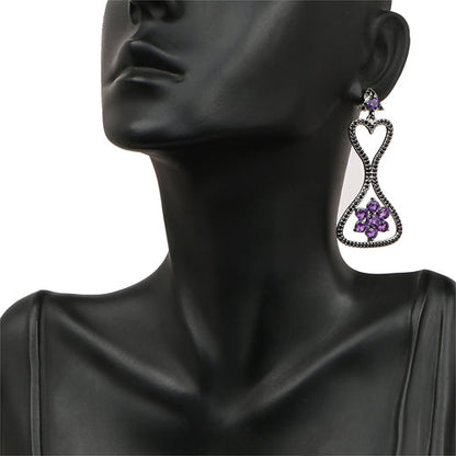 6.31 Carat Genuine Amethyst &amp; Black Spinel .925 Sterling Silver Earrings