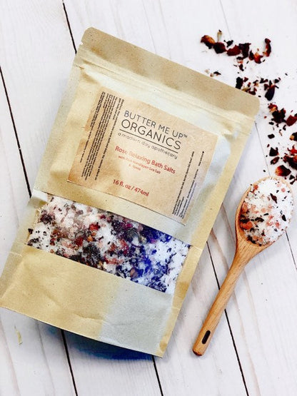 Organic Rose Salt Soak / Epsom Salt Soak / Pink Himalayan Sea Salt / Rose Absolut / Spa Gift / Butter Me Up Organics by Butter Me Up Organics