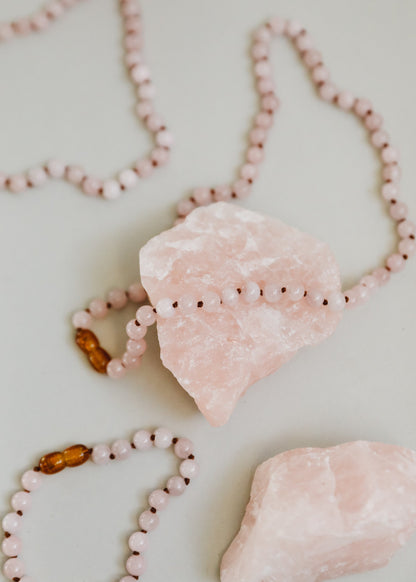 Pure Gemstone + Natural Rose Quartz || Beaded Necklace by CanyonLeaf