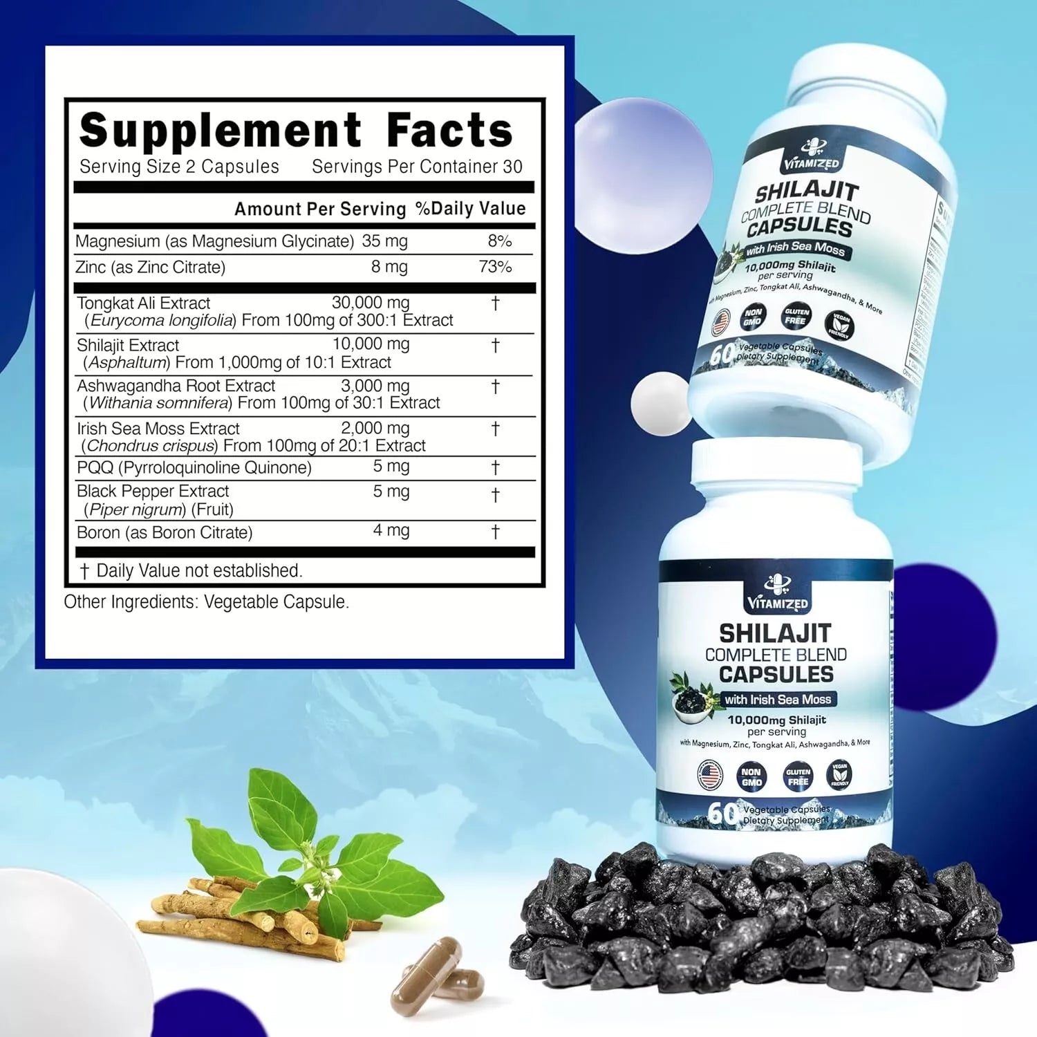 Shilajit Complete Blend - Energy and Endurance - Pure Shilajit Extract - 60 Capsules by The VITAMIZED Shop