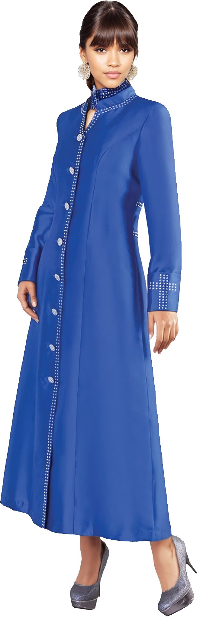 Satin Cassock Robe with Rhinestone Button Front - 4445 by Tally Taylor