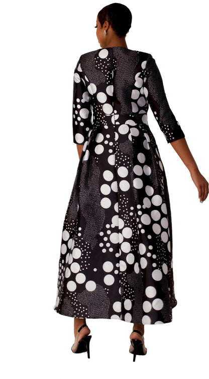 Satin Dress with Rhinestone Brooch -4497 by Tally Taylor