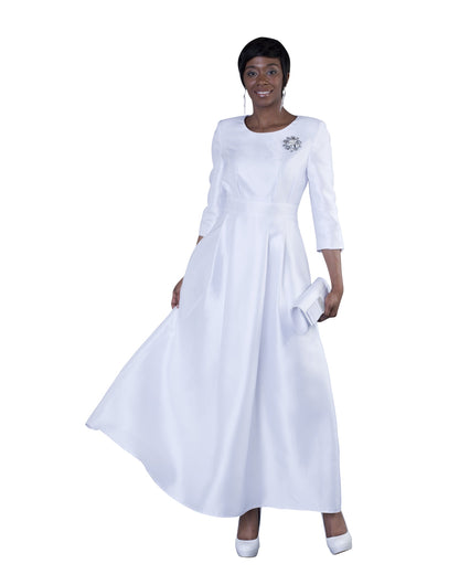 Satin Dress with Rhinestone Brooch -4497 by Tally Taylor