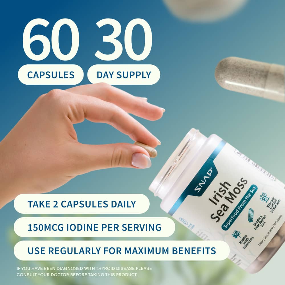 Irish Sea Moss with Iodine Energy Support - Buy 3, Get 2 FREE! by Snap Supplements