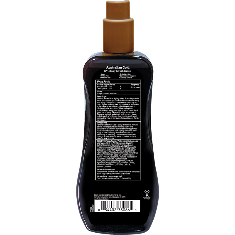 Australian Gold SPF 4 Spray Gel Bronzer 8 fl oz by Pasteur Pharmacy