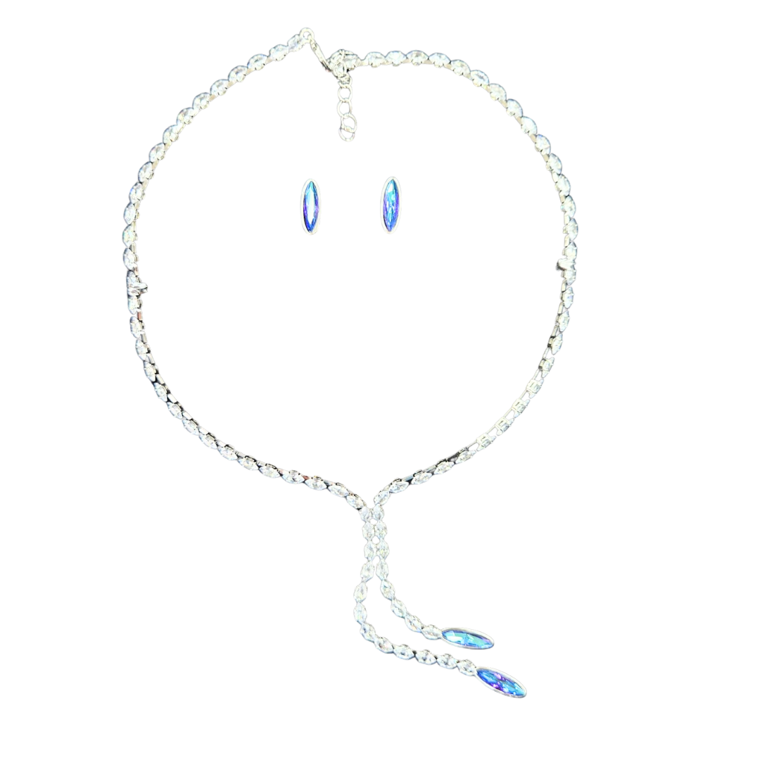 Luz Marina Iridescent Crystal Necklace &amp; Earrings Jewelry Set by Farmacias Savia
