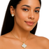 Isabella White Clover Enamel Necklace & Earrings Jewelry Set by Farmacias Savia