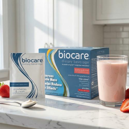 30G Protein Strawberries &amp; Cream Biocare Dietary Beverage (14-Count) by Biocare