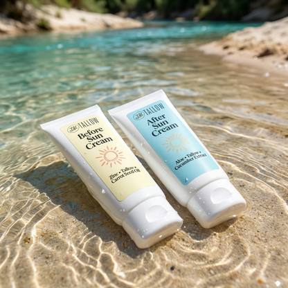 Tallow Sun Care Duo - Natural Before &amp; After Sun Cream Gift Set with Zinc Oxide by Lady May Tallow