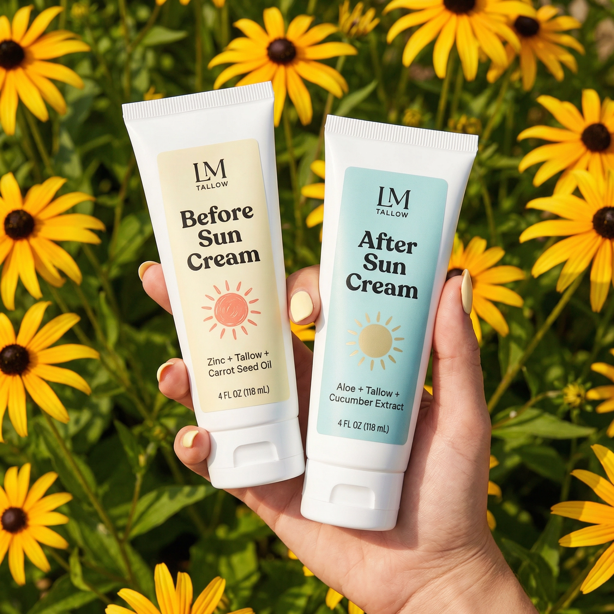 Tallow Sun Care Duo - Natural Before &amp; After Sun Cream Gift Set with Zinc Oxide by Lady May Tallow