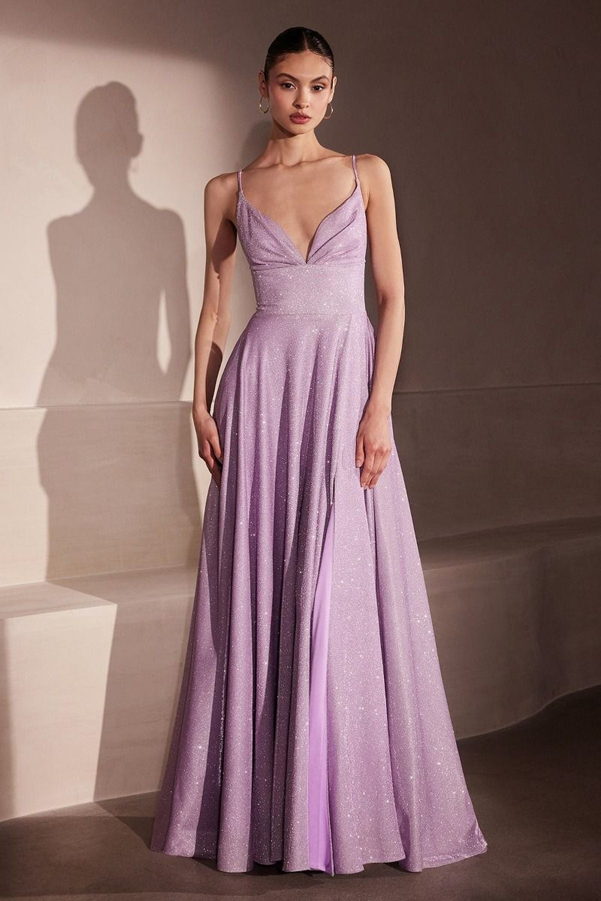 Ladivine Amoris T214 Sleeveless Spaghetti Strap A-Line Glitter Gown by DiscountDressShop