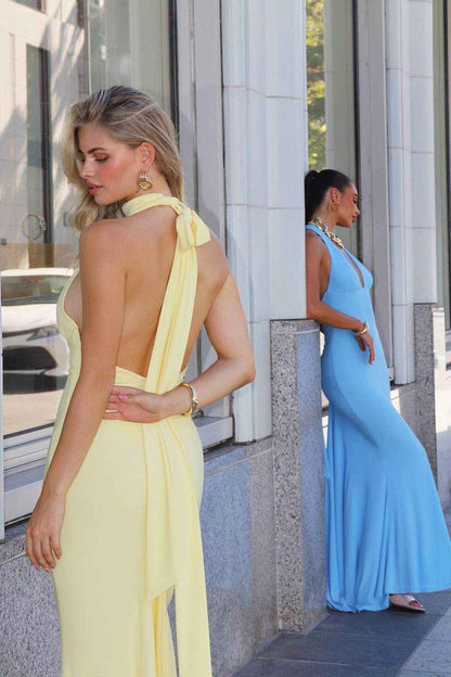 Astee T505 Sleek Halter Neck Fitted Stretch Gown by DiscountDressShop