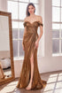 Ladivine Amoris T605 Off Shoulder Sweetheart Neck Metallic Prom Gown by DiscountDressShop