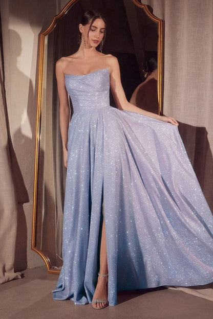 Ladivine Amoris T701 Strapless Glitter A-Line Gown by DiscountDressShop