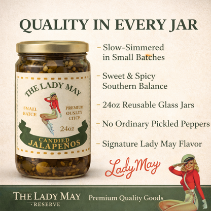 Sweet Heat Candied Jalapeños 2 pack – The Lady May’s Small-Batch Cowboy Candy | Sweet &amp; Spicy Pickled Jalapeños in 24oz Glass Jar