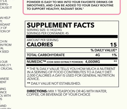 Tone and Glow Coix Seed Extract Powder by Crane Wellness