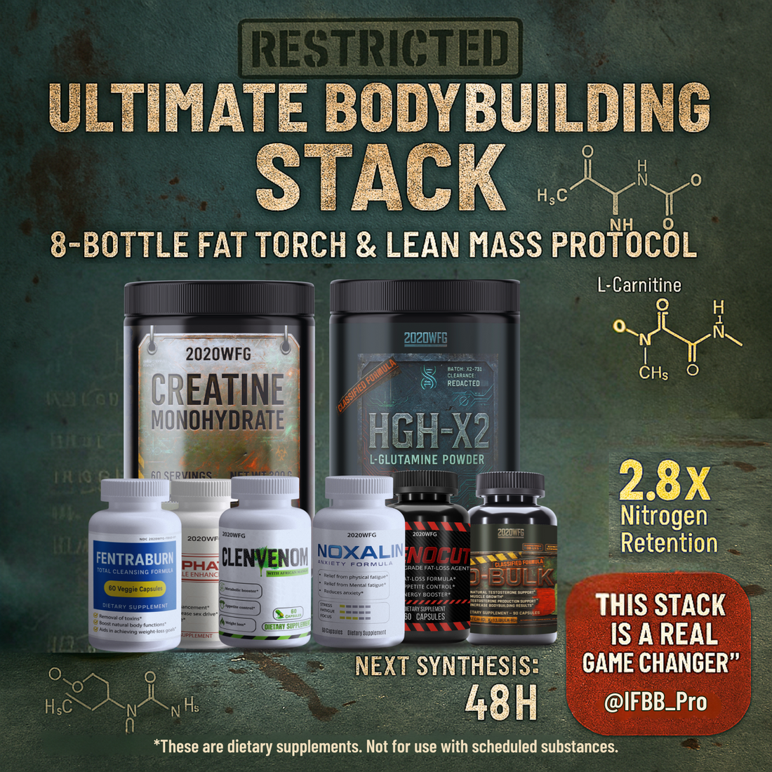 Ultimate Bodybuilding Supplements Stack – 8-Bottle Cycle for Fat Burning &amp; Lean Muscle Gains by 2020WFG