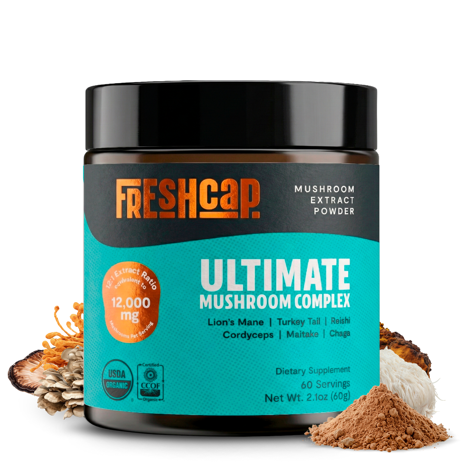 Organic Mushroom Extract Powder Blend by FreshCap Mushrooms
