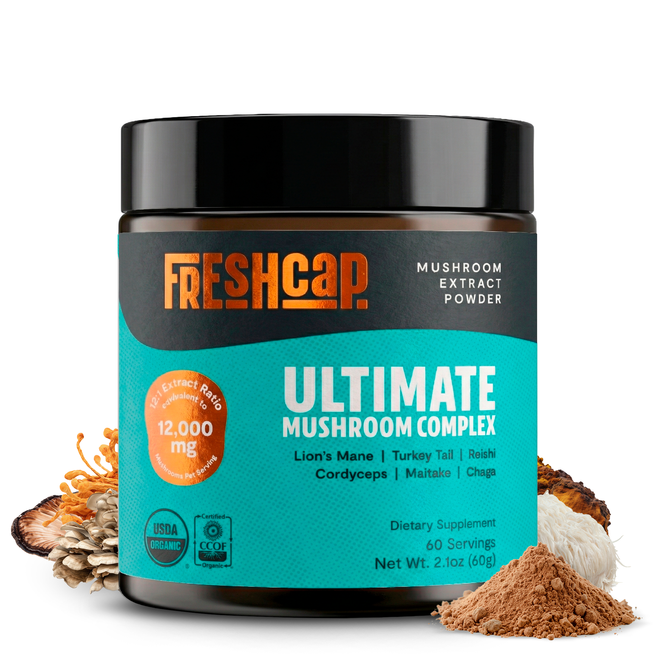 Organic Mushroom Extract Powder Blend by FreshCap Mushrooms