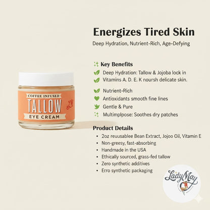 Lady May Coffee-Infused Tallow Eye Cream – Brighten, Firm &amp; Revitalize Naturally by The Lady May