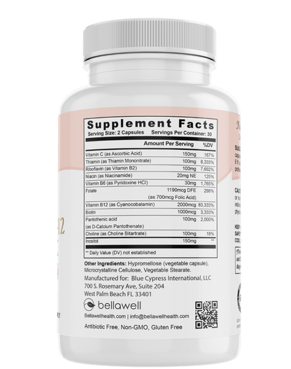 Vitamin B-Complex With Folate by Bellawell by Bellawell Health