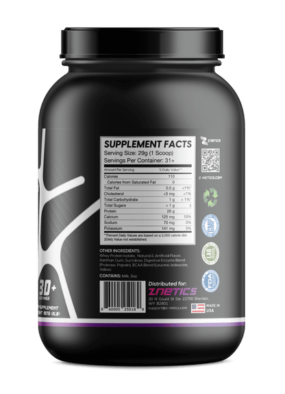 Whey Isolate Protein Vanilla 2LB | 26g Protein, Zero Sugar | ONE ZTRIKE by ZNETICS by Znetics