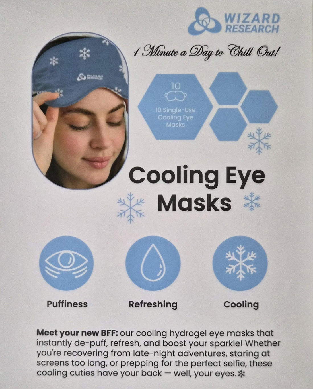 Cooling Eye Masks to Reduce Morning Puffiness 10 Pack by Wizard Research