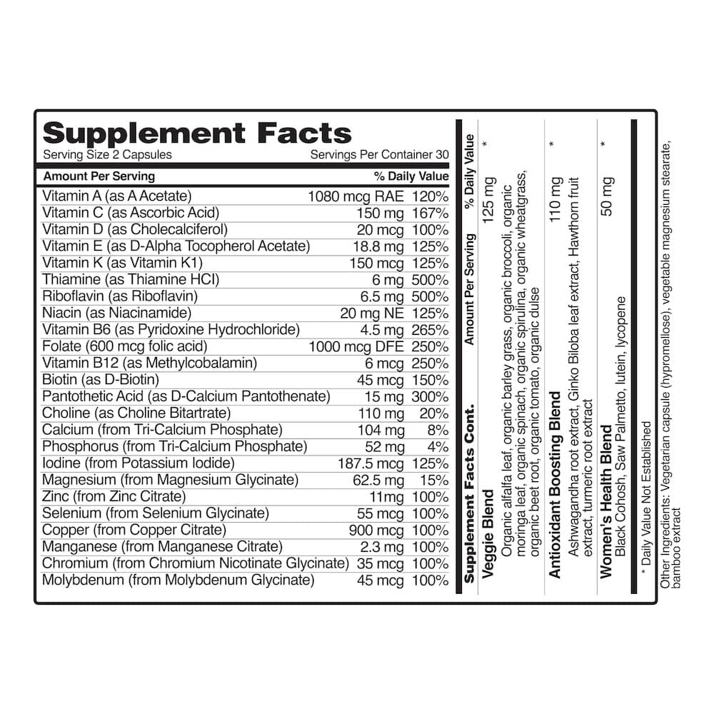 Daily Multivitamin for Women by Snap Supplements