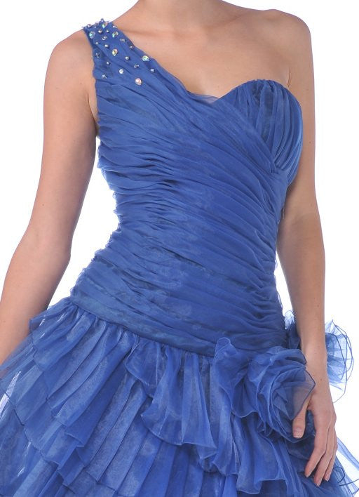 CLEARANCE - Cinderella Divine 1997 One Shoulder Strap Layered Dress (Size 12) by DiscountDressShop