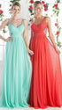 Cinderella Divine 5061 Sheer Beaded Strap Flowy Evening Dress by DiscountDressShop