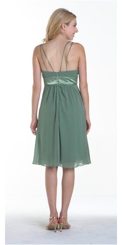 CLEARANCE - Knee Length Spaghetti Strap Chiffon Dress (Size Medium) by DiscountDressShop