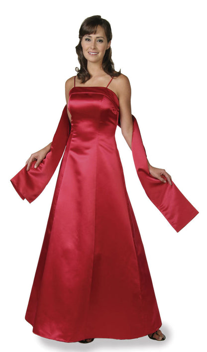 CLEARANCE - Bridesmaid Dress Poly Satin Spaghetti Strap A Line Gown (Size Small) by DiscountDressShop
