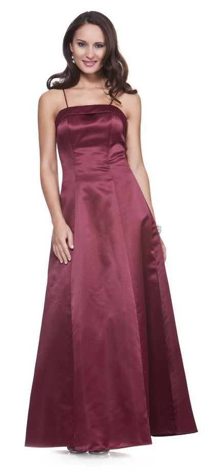 CLEARANCE - Bridesmaid Dress Poly Satin Spaghetti Strap A Line Gown (Size Small) by DiscountDressShop