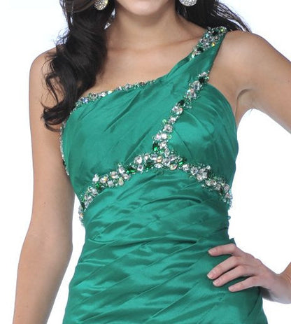 CLEARANCE - Cinderella Divine 1646 Long Dress Taffeta One Shoulder (Size 6) by DiscountDressShop