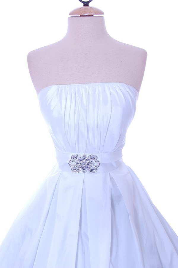 CLEARANCE - Cinderella Divine 5039 Knee Length White A-Line Dress (Size M) by DiscountDressShop
